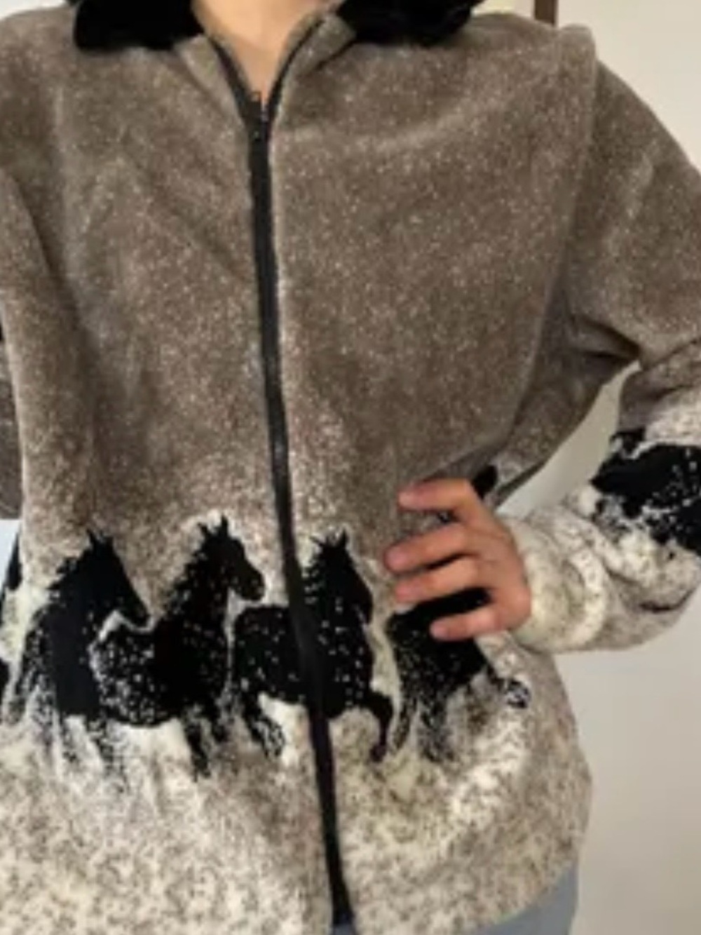 Vintage Horse Print Fleece Jacket - Picture 9 of 9